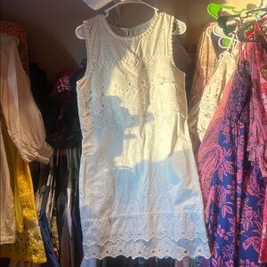 J.Crew White Eyelet Sleeveless Dress